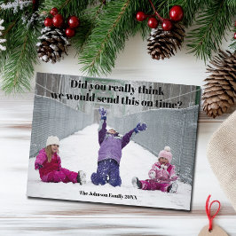Funny Family Foto Zu spät Weihnachten Unglaublich  Postkarte