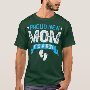 Funny Family Gender Reveal Proud Junge Mutter Es i T-Shirt