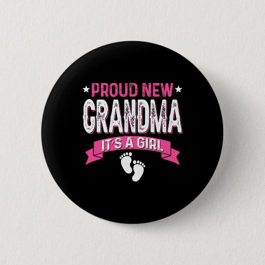 Funny Family Gender Reveal Proud New Grandma It's Button (Vorderseite)