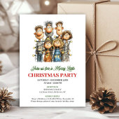 Funny Family Hand Drawn Christmas Party Invite Einladung