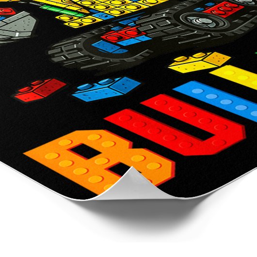 Funny Family Master Builder Building Bricks Blocks Poster (Ecke)