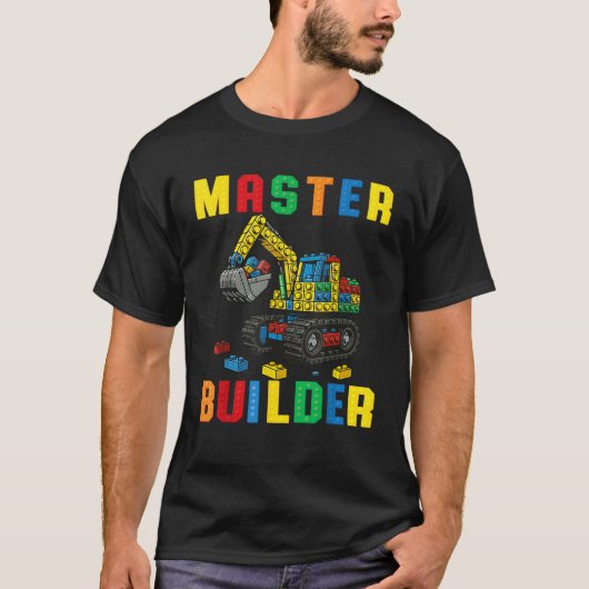 Funny Family Master Builder Building Bricks Blocks T-Shirt (Vorderseite)