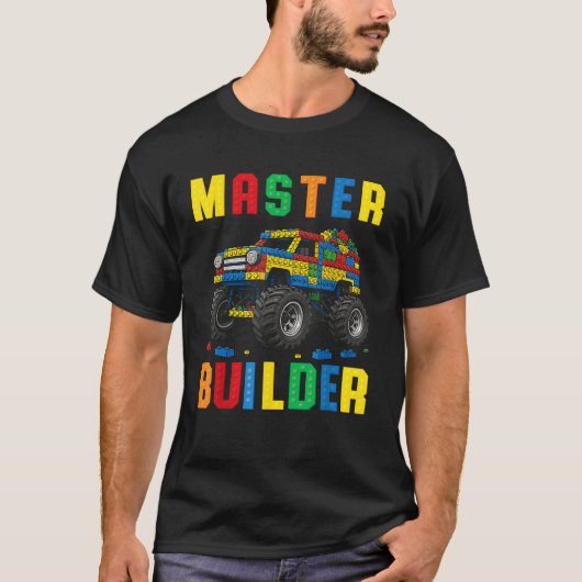 Funny Family Master Builder Building Bricks Blocks T-Shirt (Vorderseite)