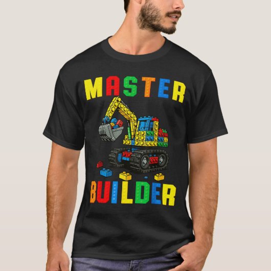 Funny Family Master Builder Building Bricks Blocks T-Shirt (Vorderseite)