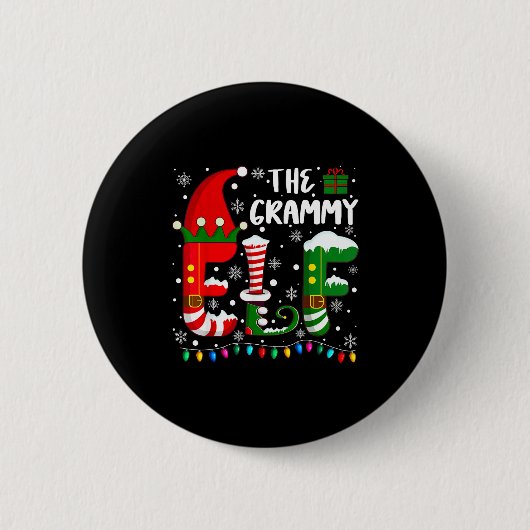 Funny Family Matching Pajamas Grammy Elf Christmas Button (Vorderseite)