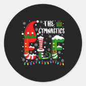 Funny Family Matching Pajamas Gymnastics Elf Chris Runder Aufkleber (Vorderseite)