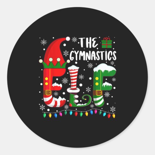 Funny Family Matching Pajamas Gymnastics Elf Chris Runder Aufkleber (Vorderseite)