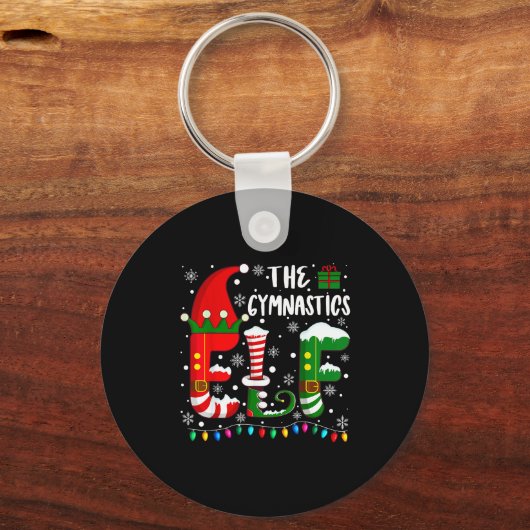 Funny Family Matching Pajamas Gymnastics Elf Chris Schlüsselanhänger (Vorderseite)