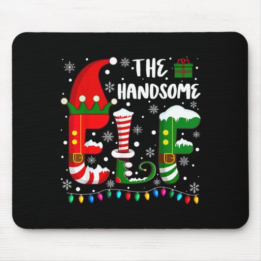 Funny Family Matching Pajamas Handsome Elf Christm Mousepad (Vorne)