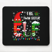 Funny Family Matching Pajamas Twin Sister Elf Chri Mousepad (Vorne)
