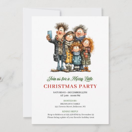 Funny Family Modern Holiday Party Invitation Einladung (Vorderseite)