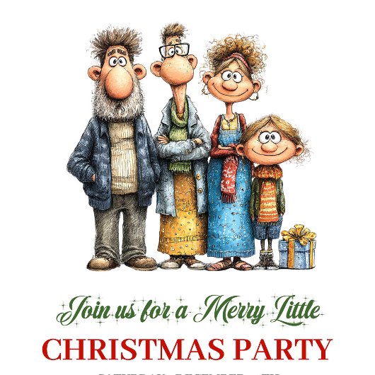 Funny Family Modern Holiday Party Invitation Einladung