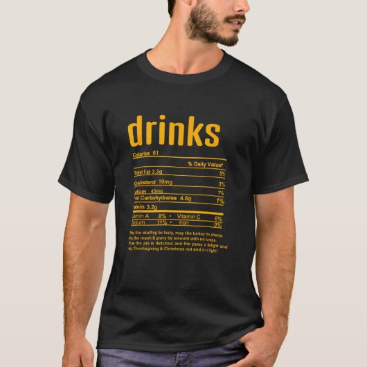 Funny Family Thanksgiving Nutritional Facts Labels T-Shirt (Vorderseite)