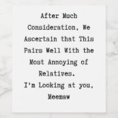 Funny Family Verwandte Weihnachtswein Weinetikett (Einzelnes Label)