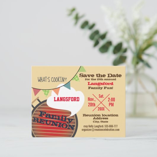 Funny Family Wiedersehen Design Ankündigung Postca (Stehend Vorderseite)