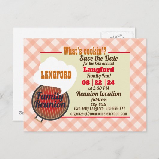 Funny Family Wiedersehen Design Ankündigung Postca (Vorne/Hinten)