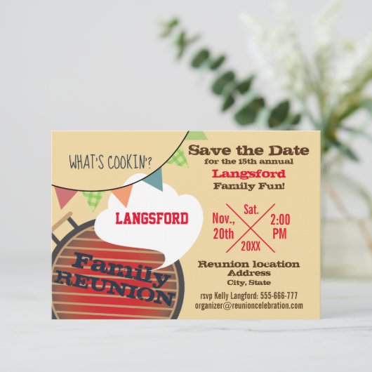 Funny Family Wiedersehen Design Save the Date (Stehend Vorderseite)