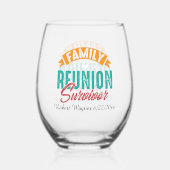 Funny Family Wiedersehen Überlebende fügen Datumsn Weinglas Ohne Stiel (Vorderseite)