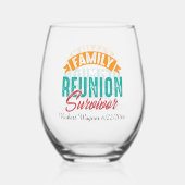 Funny Family Wiedersehen Überlebende fügen Datumsn Weinglas Ohne Stiel (Rückseite)