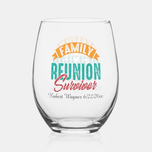 Funny Family Wiedersehen Überlebende fügen Datumsn Weinglas Ohne Stiel (Rückseite)