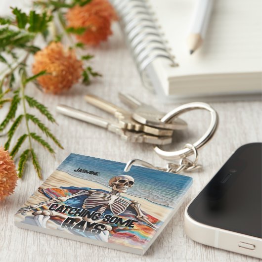 Funny Fangen einige rosige Skeletton-T - Shirt Schlüsselanhänger (Vorderseite rechts)