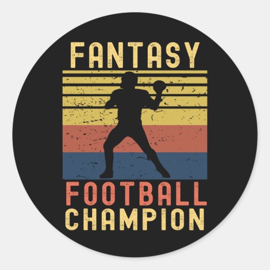 Funny Fantasy Football Champion Entwurf Runder Aufkleber (Vorderseite)