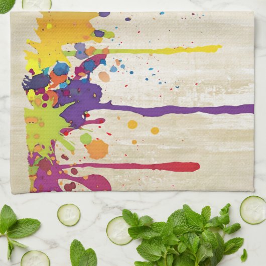 FUNNY FARBE SPLASH II + Ihr Backgr. Ideen Geschirrtuch (Gefaltet)