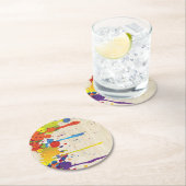 FUNNY FARBE SPLASH II + Ihr Backgr. Ideen Runder Pappuntersetzer (Vor Ort)