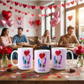 Funny, farbenfroh, Niedlich, Cartoon Valentinherz Kaffeetasse