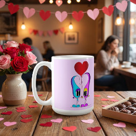 Funny, farbenfroh, Niedlich, Cartoon Valentinherz Kaffeetasse