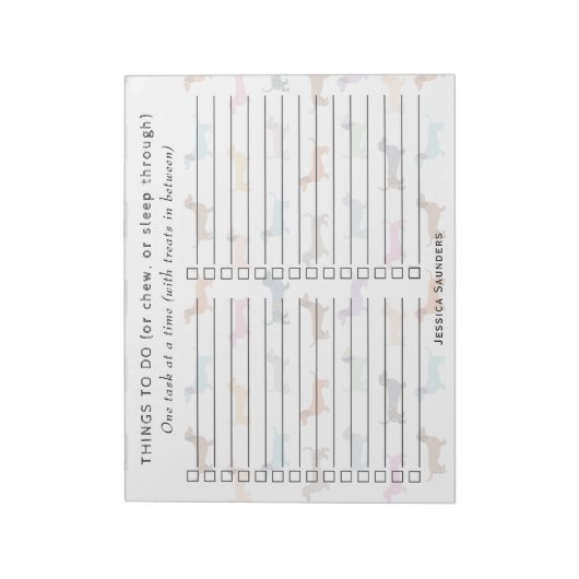 Funny farbenfrohe Dackel Wurst Hunde Dinge zu tun Notizblock (Rotiert)