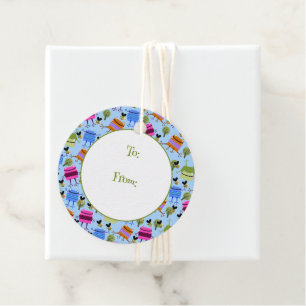 Funny farbenfrohe Frösche und Hummeln Geschenkanhänger