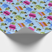 Funny farbenfrohe Frösche und Hummeln Geschenkpapier (Ecke)