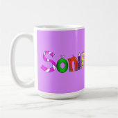 Funny, farbenfroher Cartoon-Charakter | Sonia Kaffeetasse (Links)