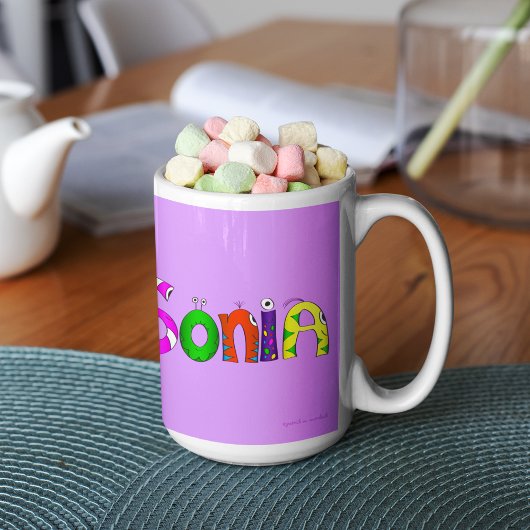 Funny, farbenfroher Cartoon-Charakter | Sonia Kaffeetasse