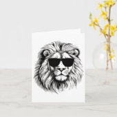 Funny farbenfroher Löwe in Sungles für Lover Lions Karte (Gelbe Blume)