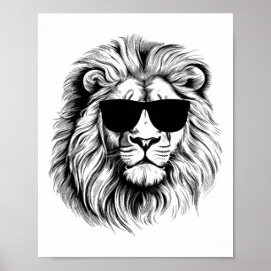 Funny farbenfroher Löwe in Sungles für Lover Lions Poster