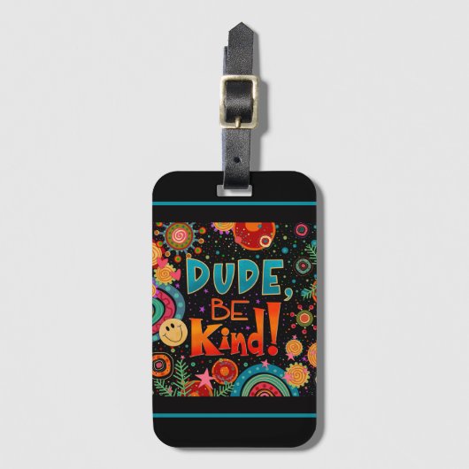 Funny farbenfroher Typ sein freundliches Lächeln Gepäckanhänger (Vorderseite Vertikal)