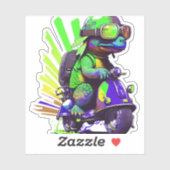 Funny farbige Schildkröte auf einer Scooter-Kopie Aufkleber (Blatt)
