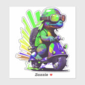 Funny farbige Schildkröte auf einer Scooter-Kopie Aufkleber (Blatt)