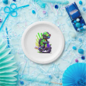 Funny farbige Schildkröte auf einer Scooter-Kopie Pappteller (Party)