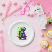 Funny farbige Schildkröte auf einer Scooter-Kopie Pappteller (Party)