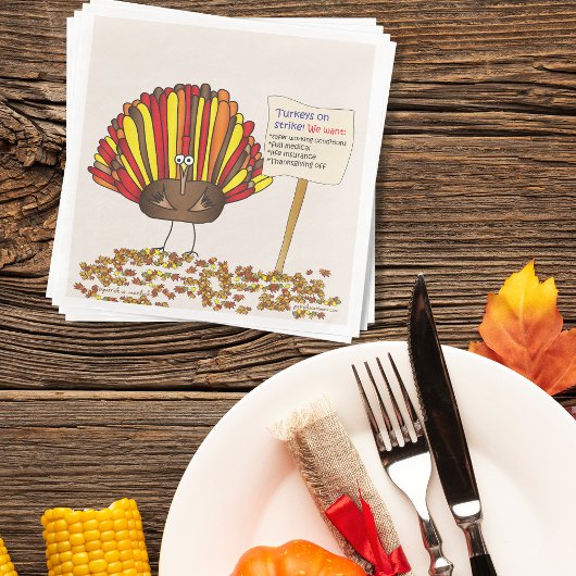 Funny, farbiger Cartoon Erntedank Türkei Serviette