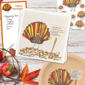 Funny, farbiger Cartoon Erntedank Türkei Serviette