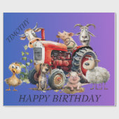 Funny Farm Animals & Traktor. bearbeitbar Geschenkpapier (Flach)