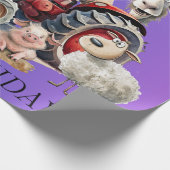 Funny Farm Animals & Traktor. bearbeitbar Geschenkpapier (Ecke)