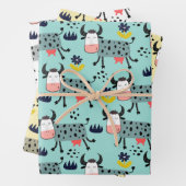 Funny Farm Cows Wrapping Paper Set von 3 Geschenkpapier Set (Beispiel)
