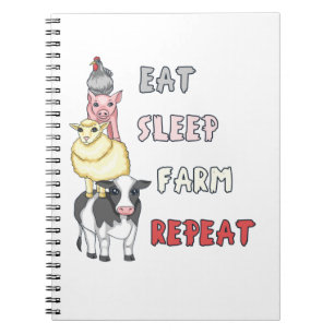 Funny Farm Life - Eat Sleep Farm wiederholen Notizblock