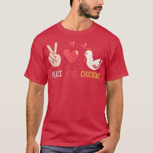Funny Farm Peace Liebe Hühner Grafische Frauen und T-Shirt