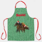 Funny Farm Pferde mit Weihnachtshut Individuelle N Schürze (Vorderseite)
